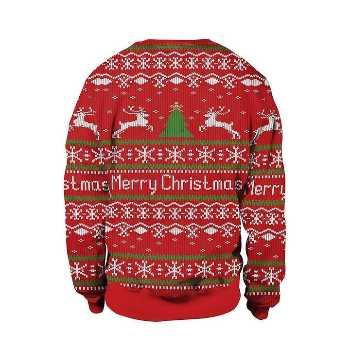 Christmas Sweater Winter Autumn Crew Neck Tops Sweatshirt With Reindeer Santa Printed Image 4