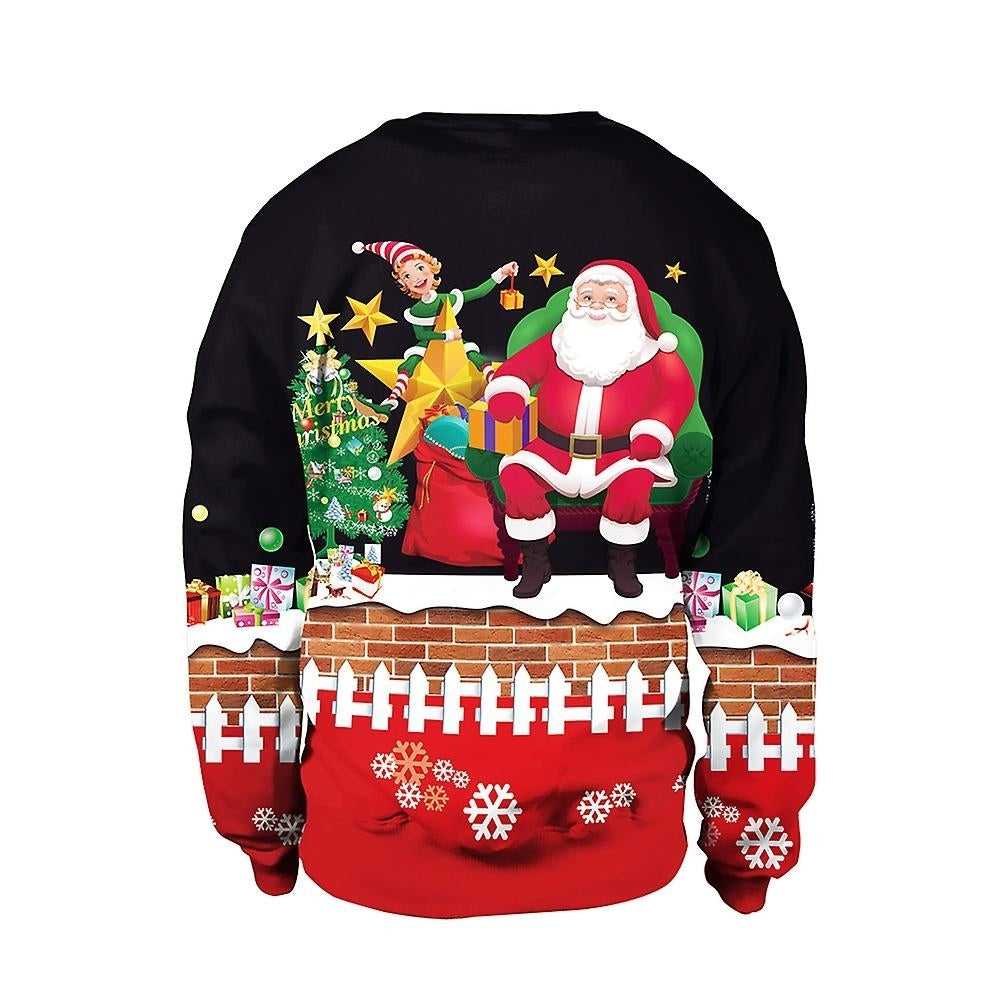 Christmas Sweater Winter Autumn Crew Neck Tops Sweatshirt With Reindeer Santa Printed Image 7