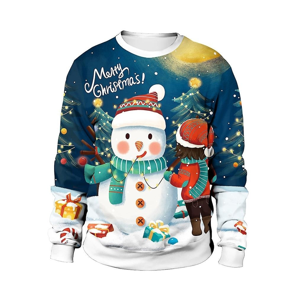 Christmas Sweater Winter Autumn Crew Neck Tops Sweatshirt With Reindeer Santa Printed Image 8