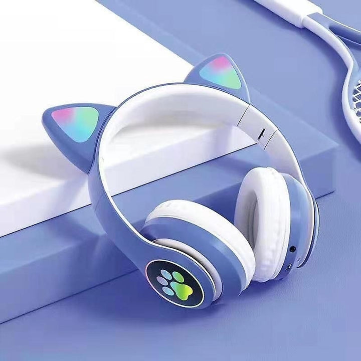 Wireless Bluetooth Headphones Cat Ear Headset With Led Light Image 9