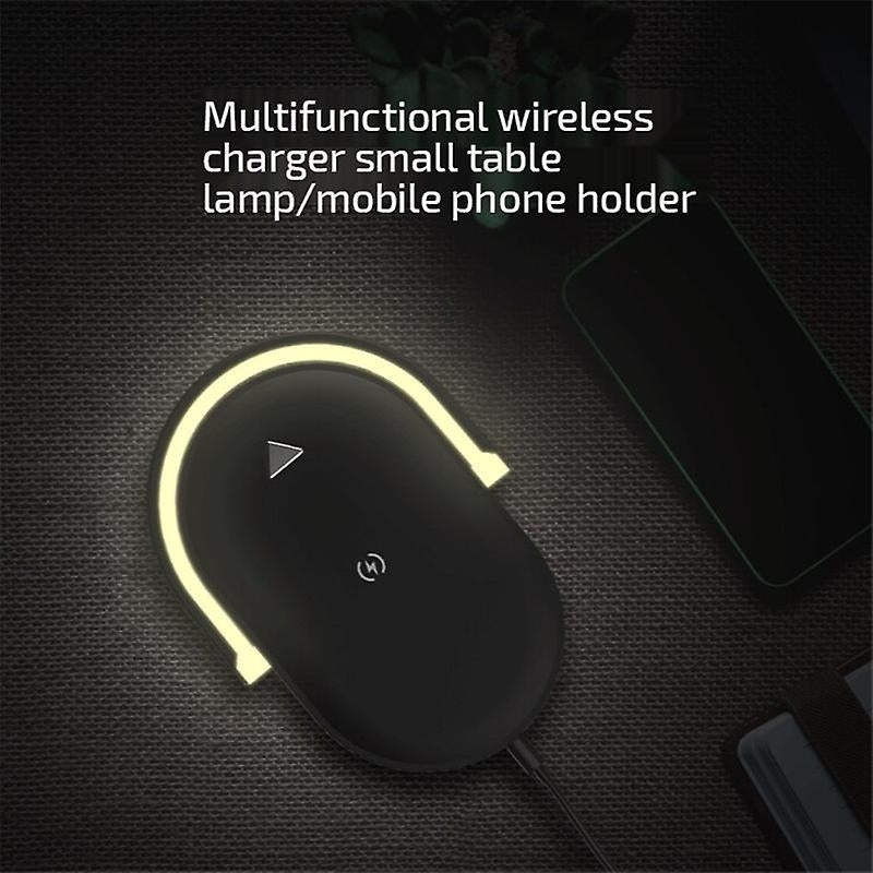 3 In 1 Wireless Charger Led Night Light Touch Control Bedside Table Lamp Phone Holder Image 7