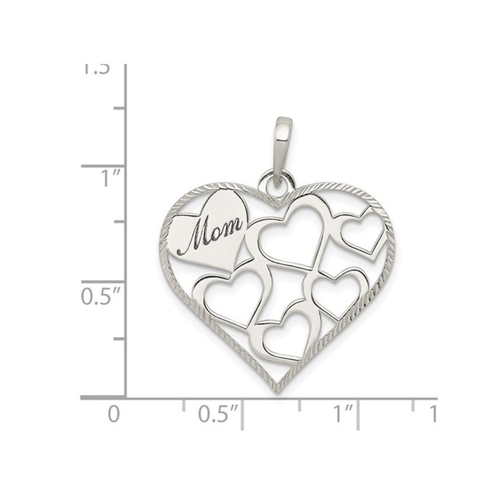 Sterling Silver MOM Engraved Heart Pendant with Chain Image 2