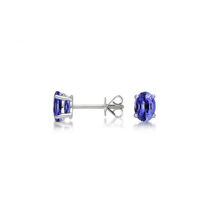 925 STERLING SILVER 2.00CT GENUINE TANZANITE OVAL STUD EARRINGS WOMEN AND MEN Image 2