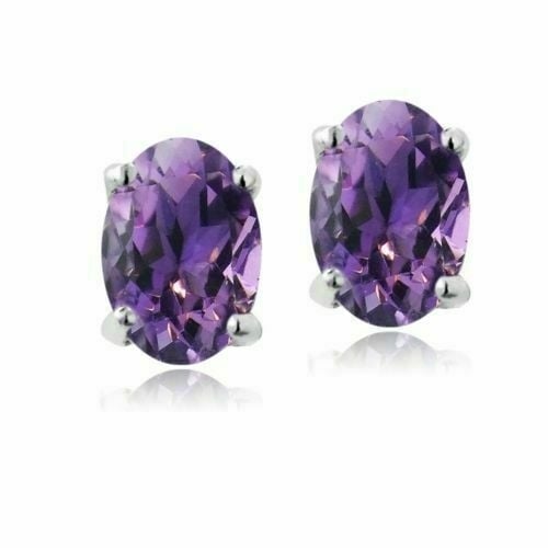 GENUINE OVAL CUT Amethyst STUDS Image 1