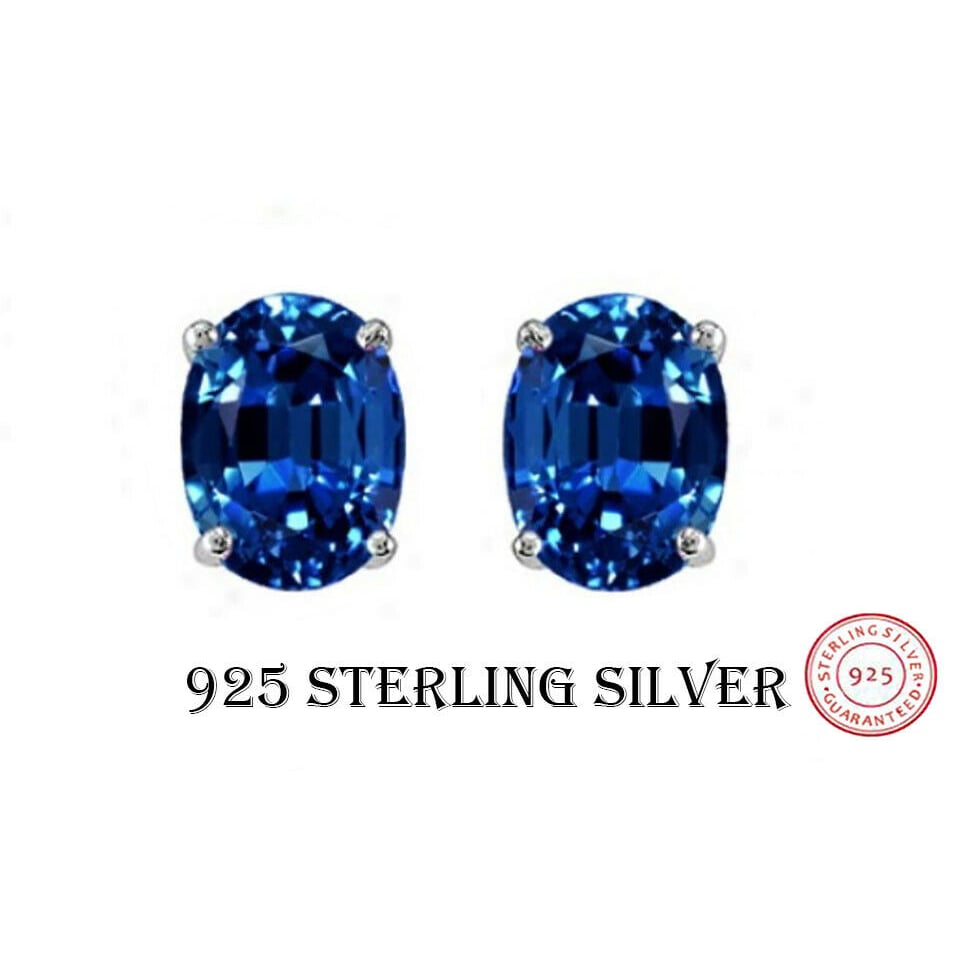 STERLING SILVER 2.00CT GENUINE TANZANITE OVAL STUD EARRINGS WOMEN AND MEN Image 2