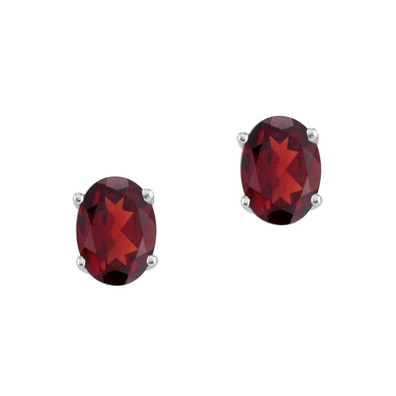 925 STERLING SILVER 2.00CT GENUINE GARNET OVAL STUD EARRINGS WOMEN AND MEN Image 1