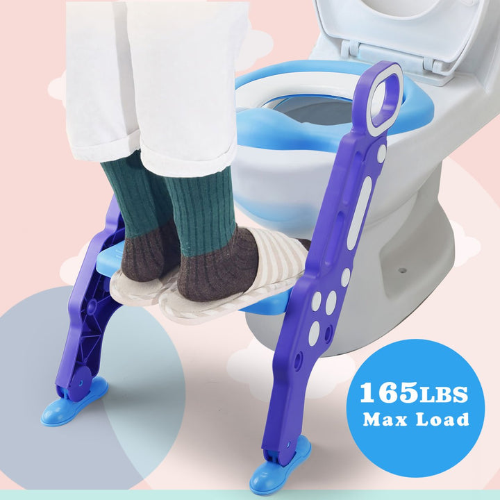 Potty Training Toilet Seat Ladder Adjustable Footrest Splash Guard for Kids Image 3