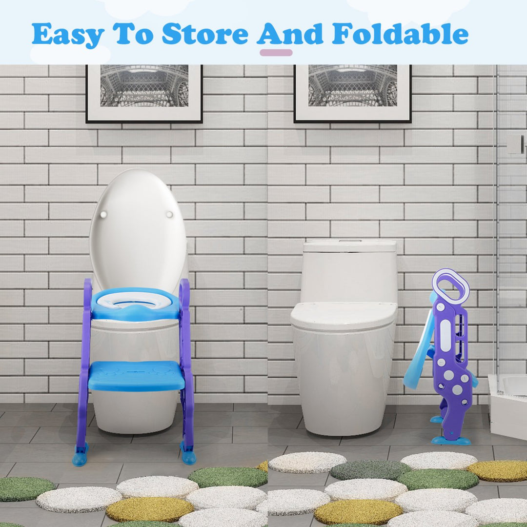 Potty Training Toilet Seat Ladder Adjustable Footrest Splash Guard for Kids Image 4