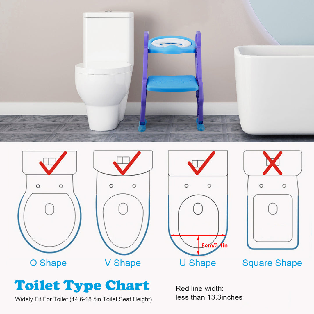 Potty Training Toilet Seat Ladder Adjustable Footrest Splash Guard for Kids Image 4