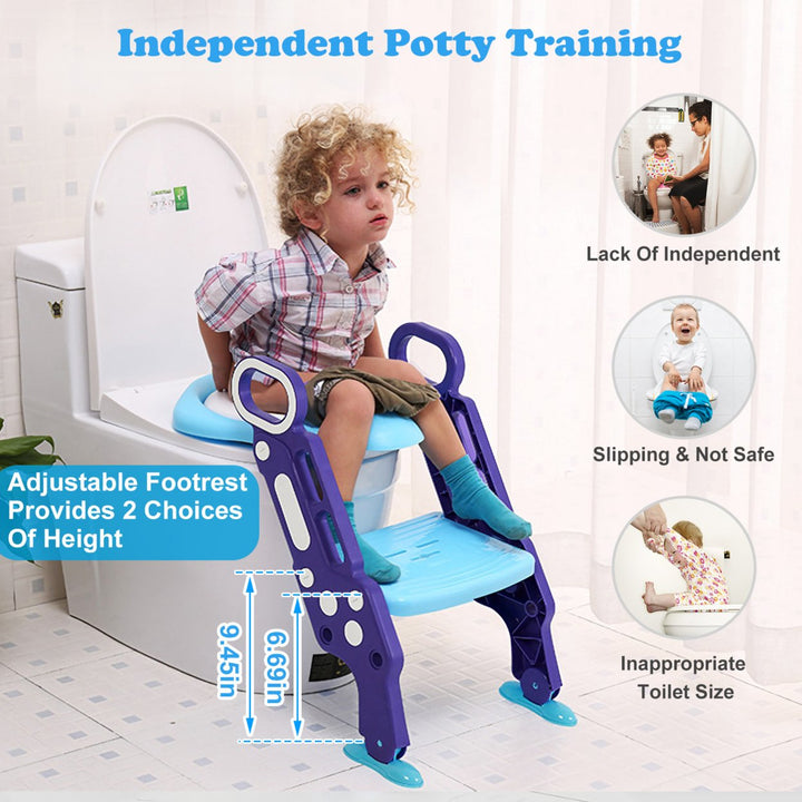 Potty Training Toilet Seat Ladder Adjustable Footrest Splash Guard for Kids Image 6