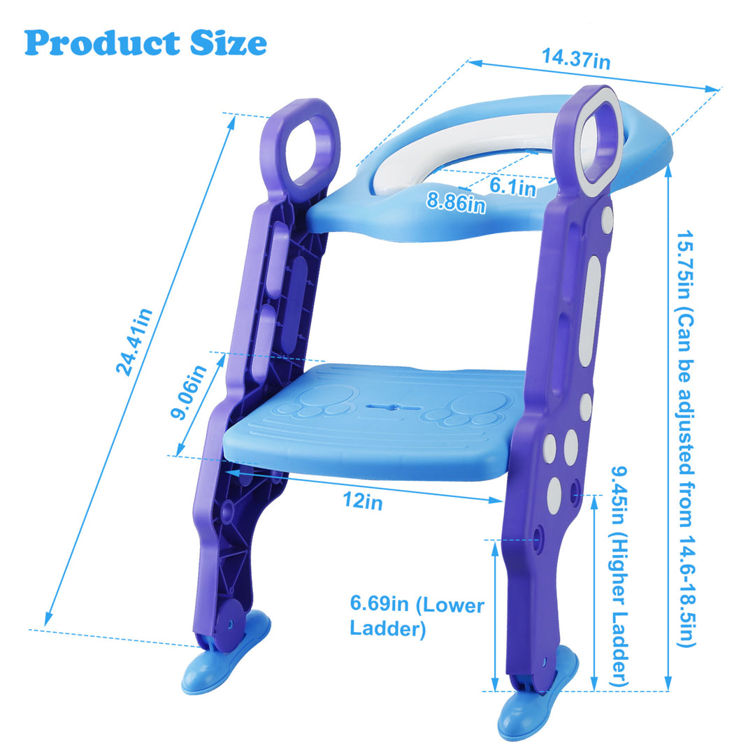 Potty Training Toilet Seat Ladder Adjustable Footrest Splash Guard for Kids Image 8