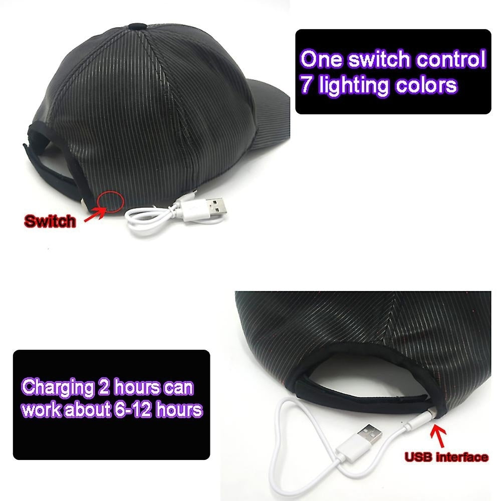 Led Baseball Cap 7 Colors Glow Hat Light Up Caps For Music Party Club Image 4