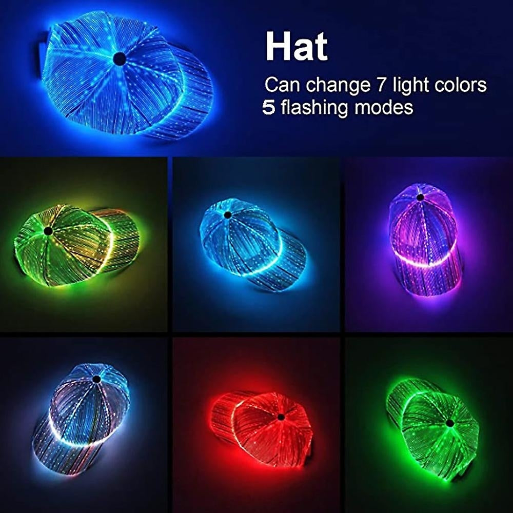 Led Baseball Cap 7 Colors Glow Hat Light Up Caps For Music Party Club Image 4