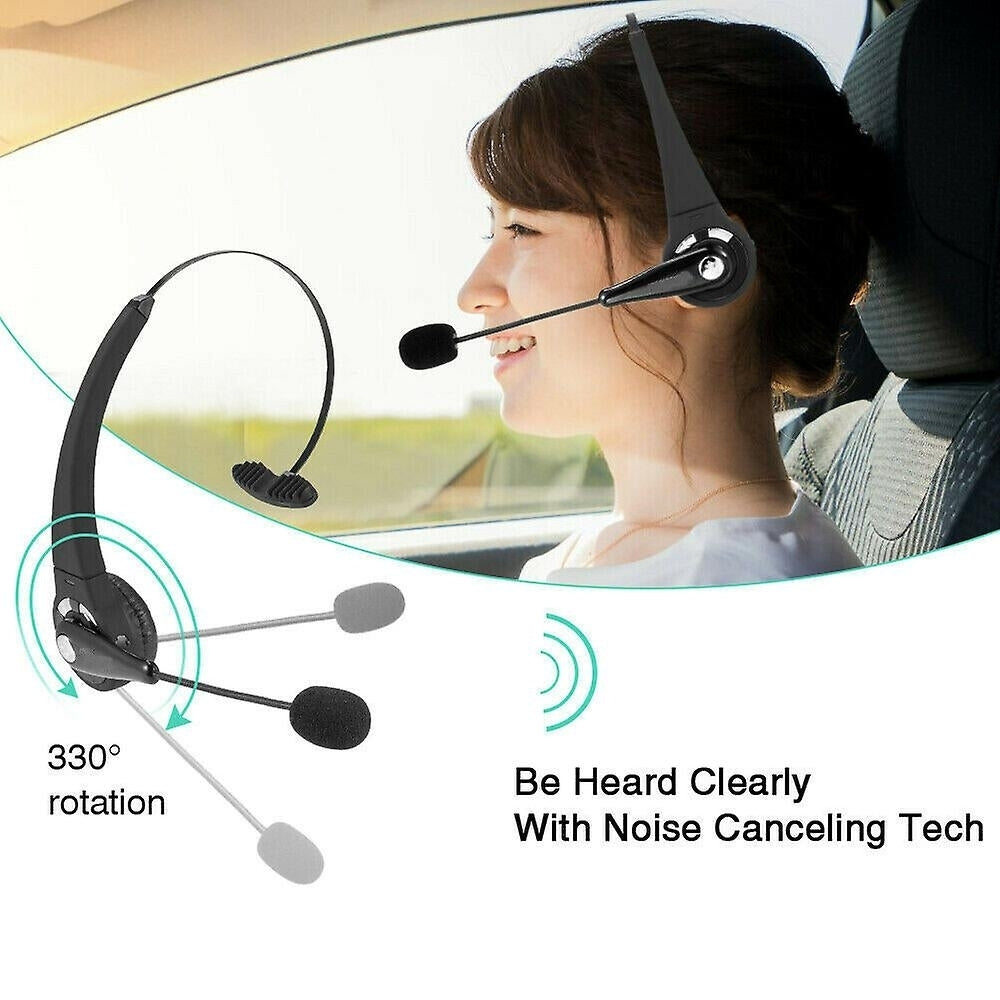 Wireless Headset Truck Driver Noise Cancelling Over-head Bluetooth Headphones With Charging Base Image 4