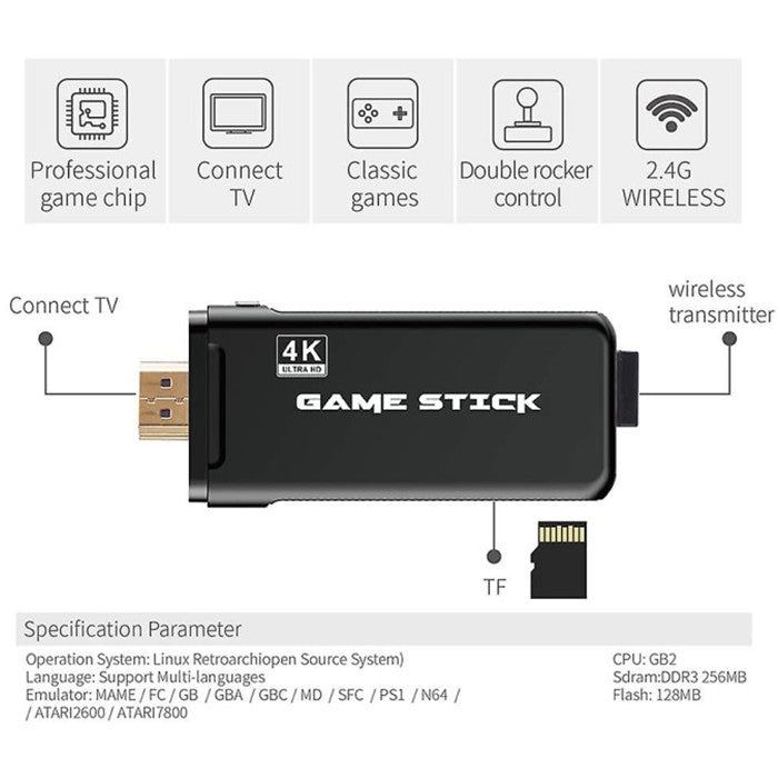 4k Ultra Hd Wireless Console Game Stick Hdmi Output Dual Player 3500 Games Image 4