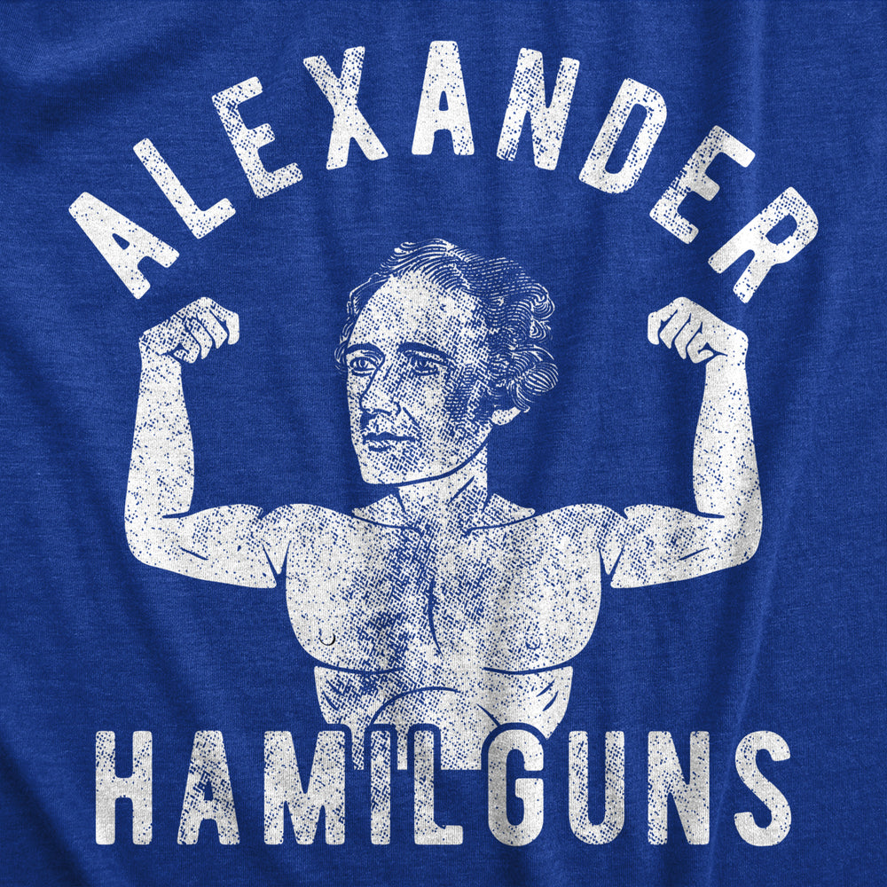 Mens Alexander Hamilguns T Shirt Funny Sarcastic Ripped Buff Alex Hamilton Joke Tee For Guys Image 2