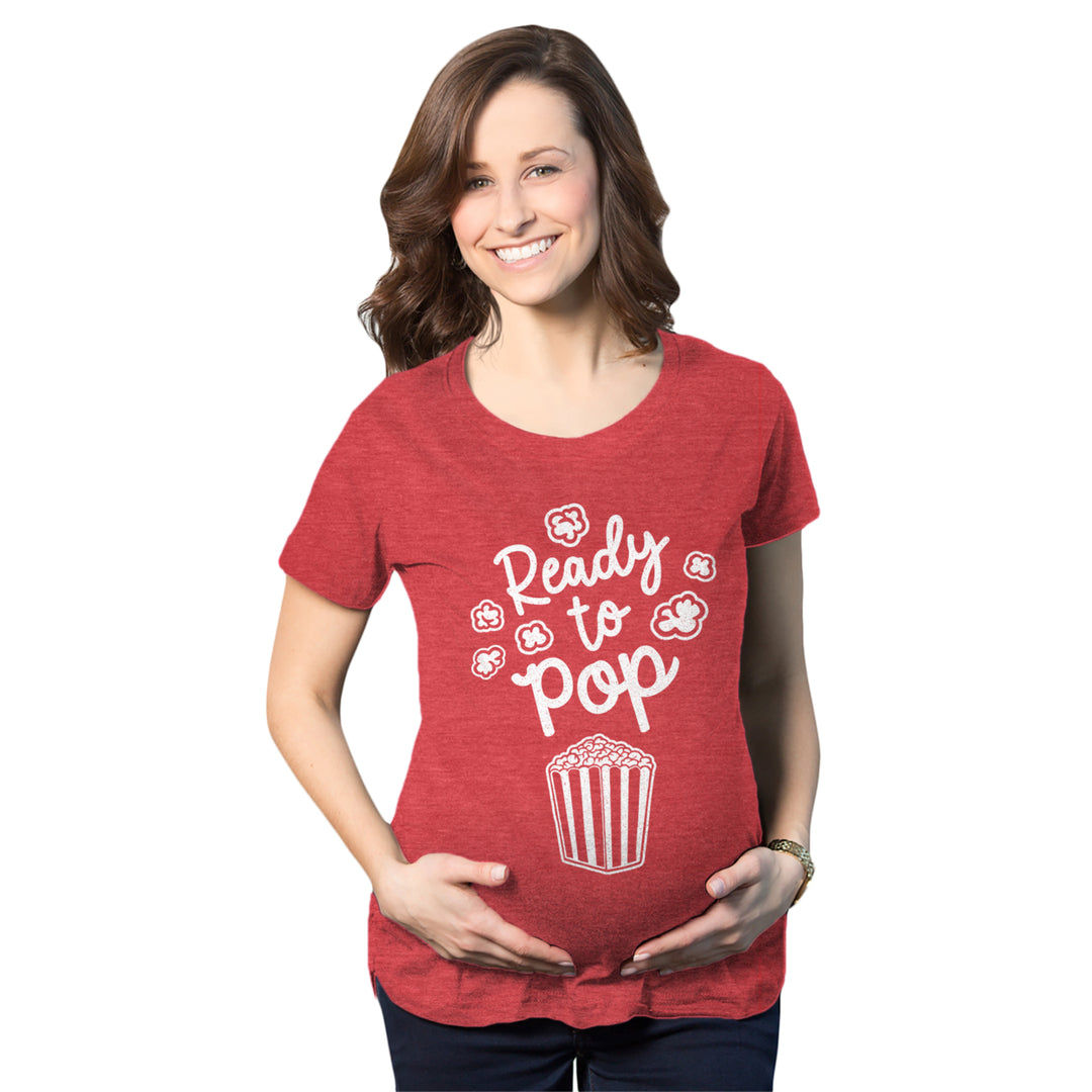 Ready To Pop Maternity T Shirt Funny Sarcastic Popcorn Joke Pregnancy Tee For Ladies Image 4