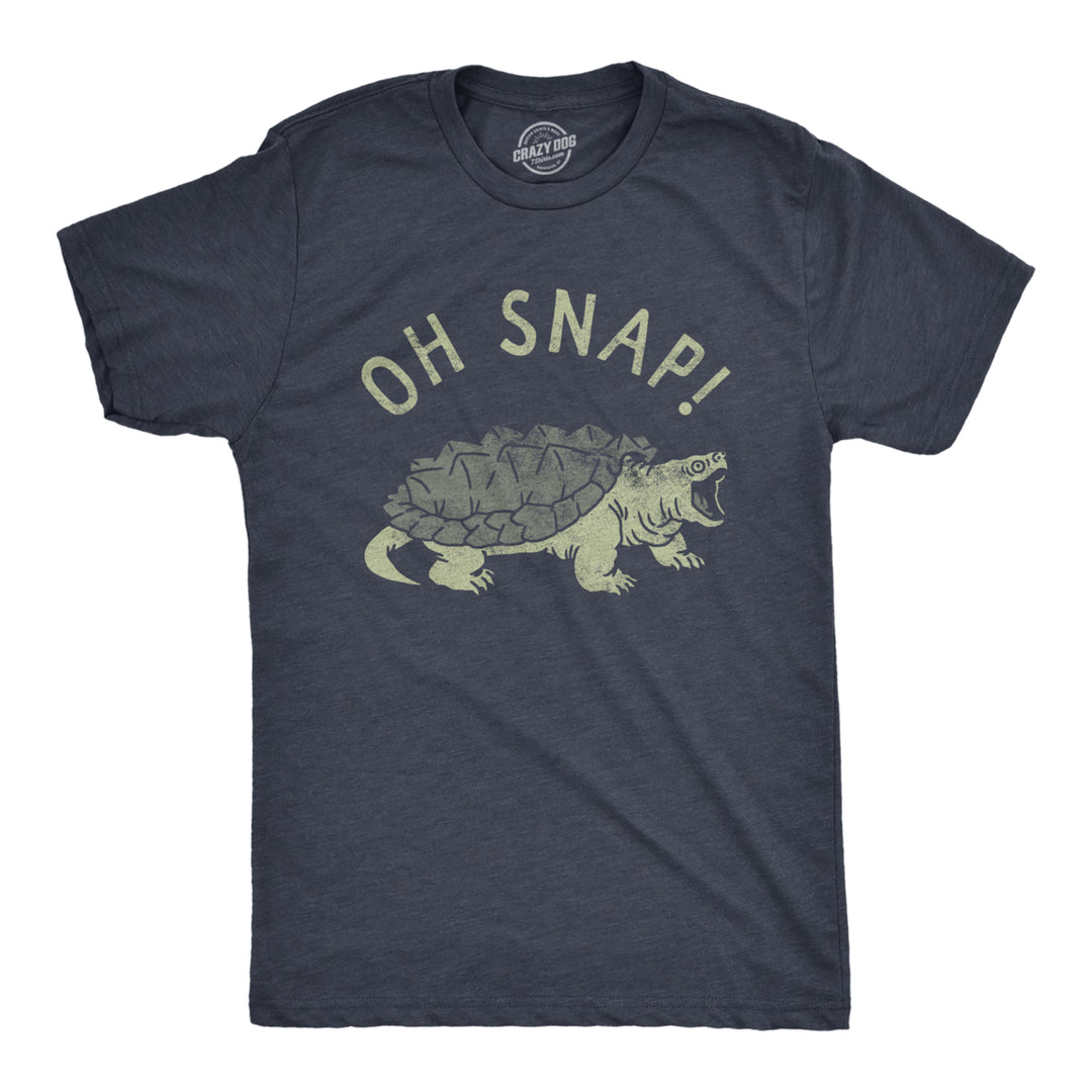 Mens Oh Snap T Shirt Funny Sarcastic Snapping Turtle Joke Tee For Guys Image 1