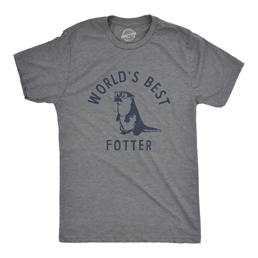 Mens Worlds Best Fotter T Shirt Funny Sarcastic Fathers Day Gift Otter Tee For Guys Image 1