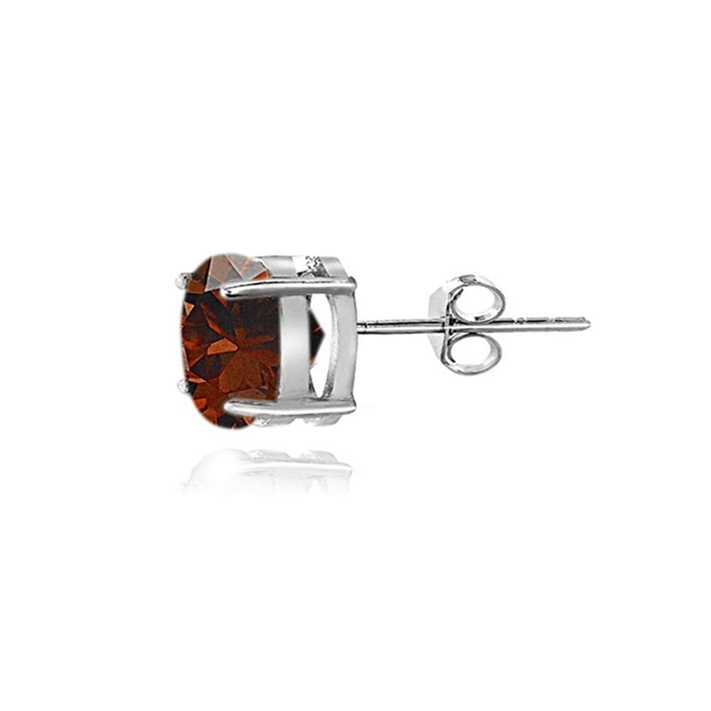 Sterling Silver Garnet 6mm Round Stud Earrings Image 2