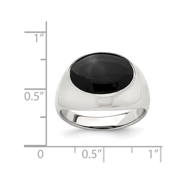 2.25 Carat (ctw) Lab-Created Oval Black Onyx Inlay Ring in Sterling Silver Image 4