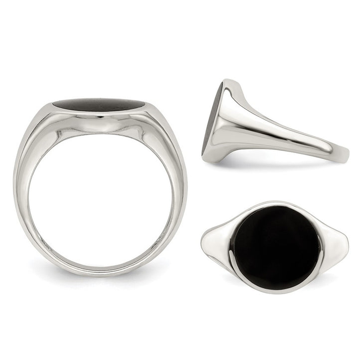 1.80 Carat (ctw) Black Onyx Inlay Ring in Sterling Silver Image 2