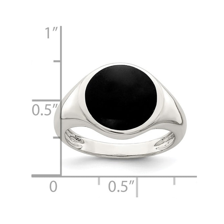 1.80 Carat (ctw) Black Onyx Inlay Ring in Sterling Silver Image 3