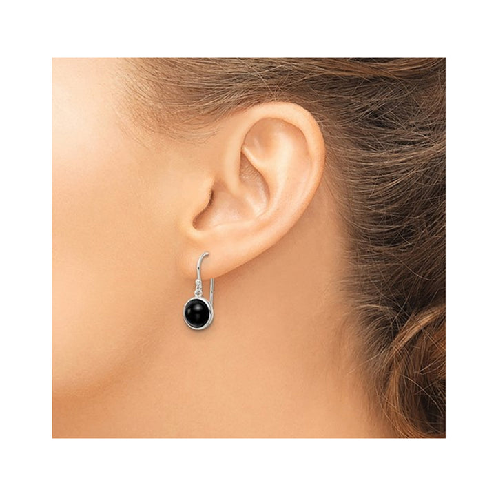 Black Onyx Dangle Ball Earrings in Sterling Silver Image 3