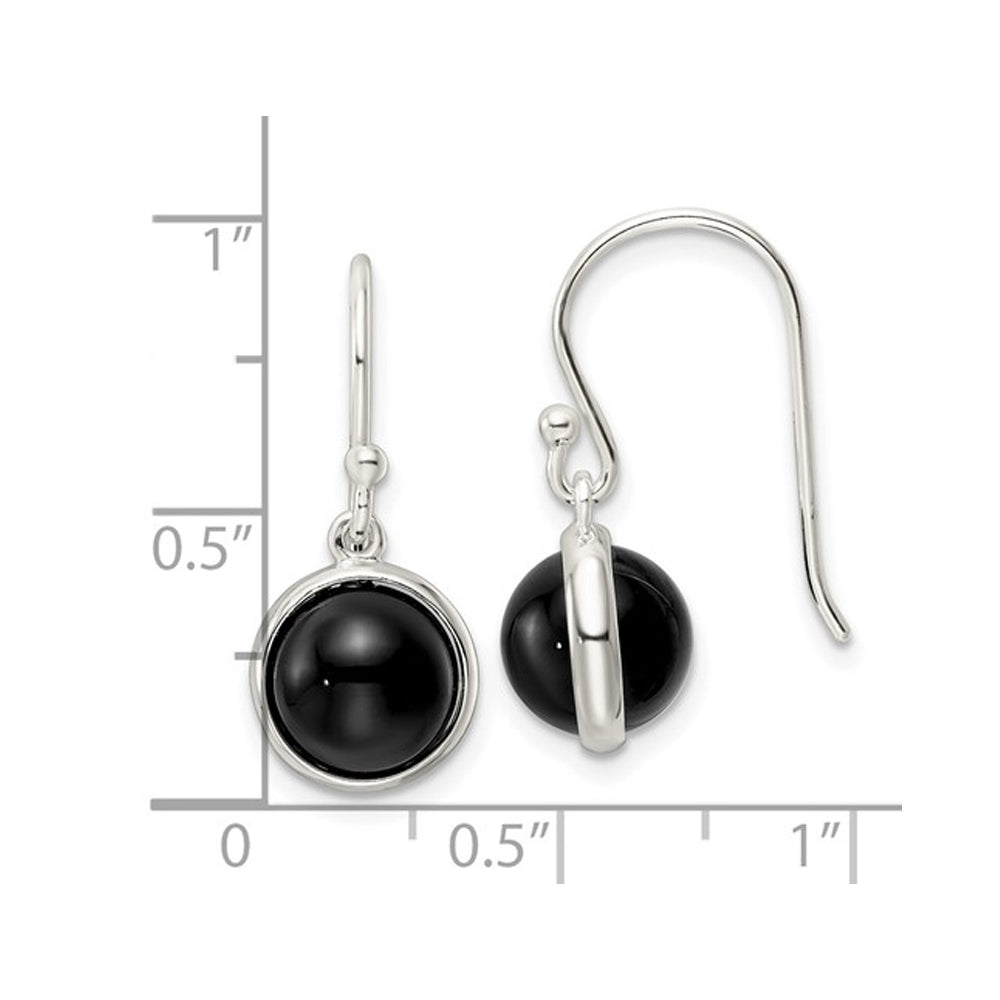 Black Onyx Dangle Ball Earrings in Sterling Silver Image 4