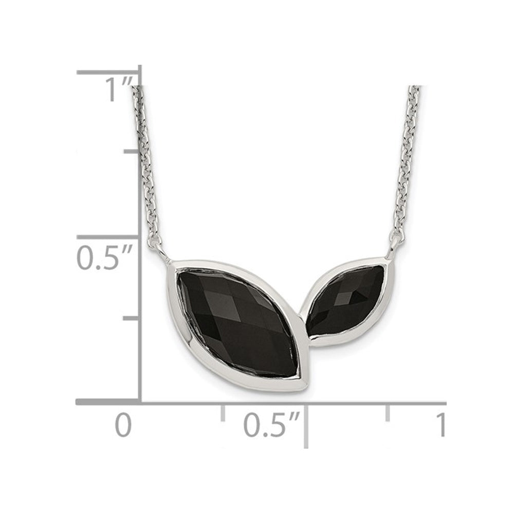 Faceted Onyx Necklace in Sterling Silver with Chain (18 Inches) Image 3