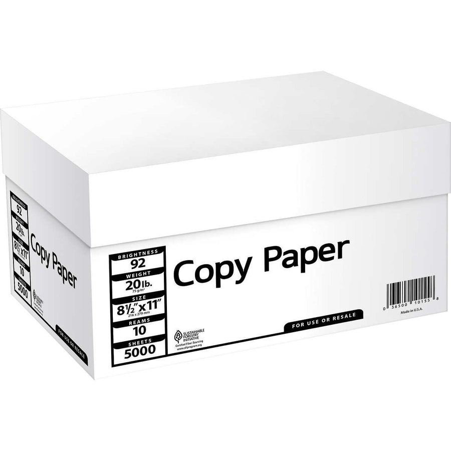 Multipurpose Copy Paper92 Bright20 lbWhite8.5"x11"10 Reams5000 Sheet Image 1