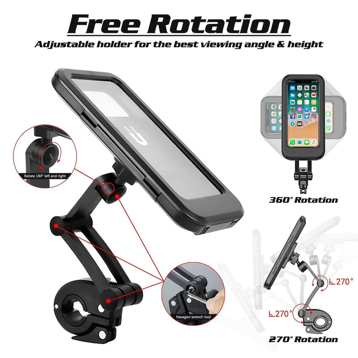 Waterproof Bike Phone Mount Motorcycle Handlebar Phone Holder With Tpu Touch-screen Image 3