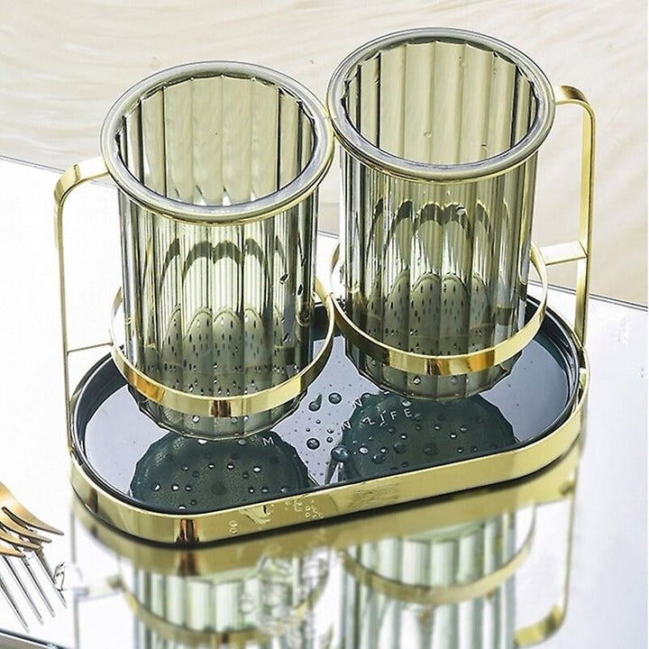 Utensil Holder Tableware Draining Rack Cutlery Storage Caddy Kitchen Flatware Organizer Image 9