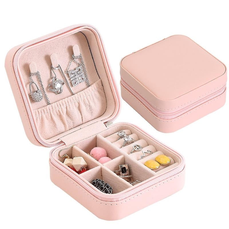 Jewelry Organizer Leather Travel Jewelry Storage Display Case Portable Earring Necklace Storage Box Image 1