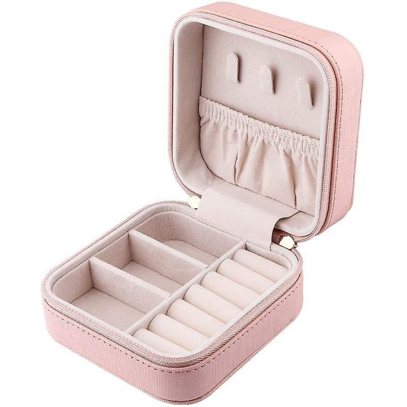 Jewelry Organizer Leather Travel Jewelry Storage Display Case Portable Earring Necklace Storage Box Image 2