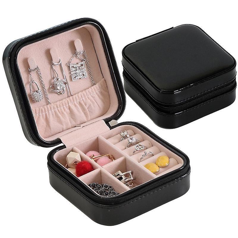 Jewelry Organizer Leather Travel Jewelry Storage Display Case Portable Earring Necklace Storage Box Image 4