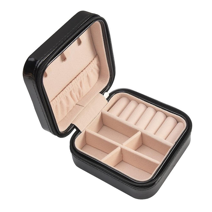 Jewelry Organizer Leather Travel Jewelry Storage Display Case Portable Earring Necklace Storage Box Image 4