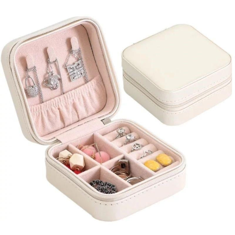 Jewelry Organizer Leather Travel Jewelry Storage Display Case Portable Earring Necklace Storage Box Image 6