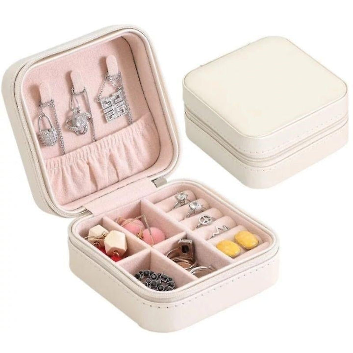 Jewelry Organizer Leather Travel Jewelry Storage Display Case Portable Earring Necklace Storage Box Image 1