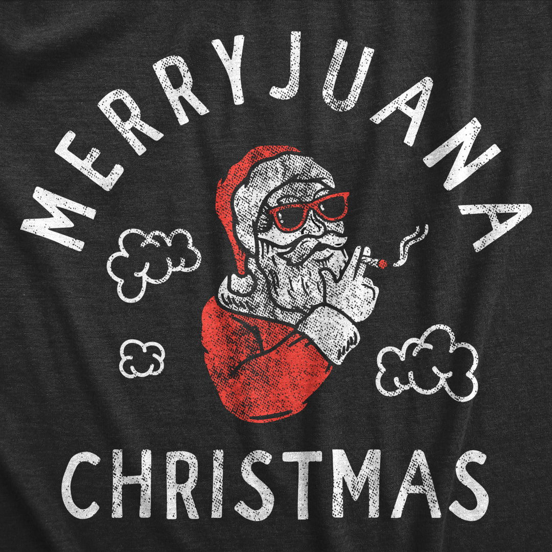 Mens Merryjuana Christmas T Shirt Funny Xmas Party 420 Santa Joint Tee For Guys Image 2