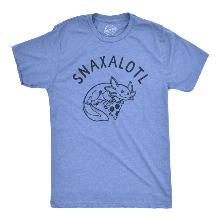 Mens Snaxalotl T Shirt Funny Cute Snacking Axolotl Tee For Guys Image 1