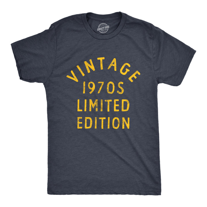 Mens Vintage 1970s Limited Edition T Shirt Funny Cool 1970 Theme Classic Tee For Guys Image 1