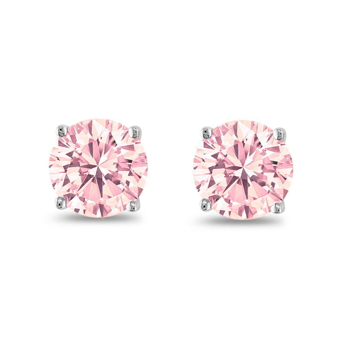 October Birthstone Pink 925 Sterling Silver Round CZ Stud Earring 2pc Gift Box Image 1