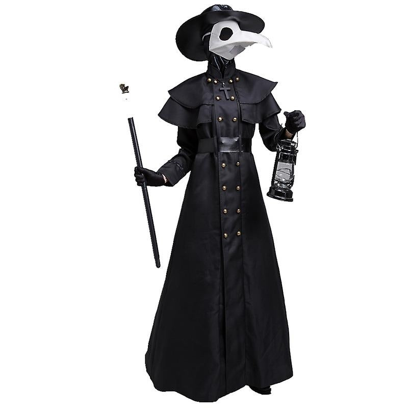 Halloween Plague Doctor Costume Set Steampunk Priest Horror Wizard Cloak Medieval Cosplay Coat Image 1