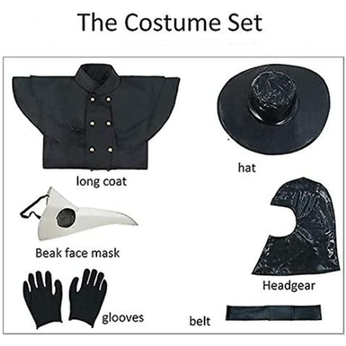 Halloween Plague Doctor Costume Set Steampunk Priest Horror Wizard Cloak Medieval Cosplay Coat Image 4