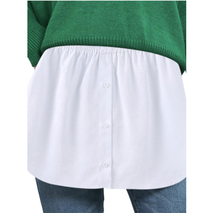 Women Layering Fake Tops Lower Sweep Shirt Extender Half Length Splitting Hem Skirt Image 2