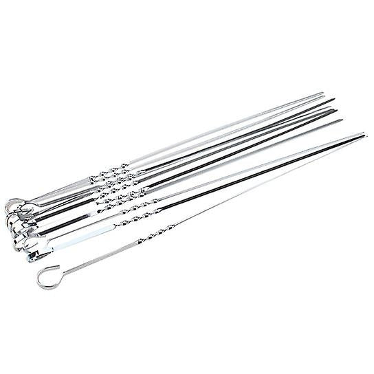 20pcs Bbq Skewers Flat Metal Grilling Skewers Stainless Steel Shish Kabob Sticks Image 2