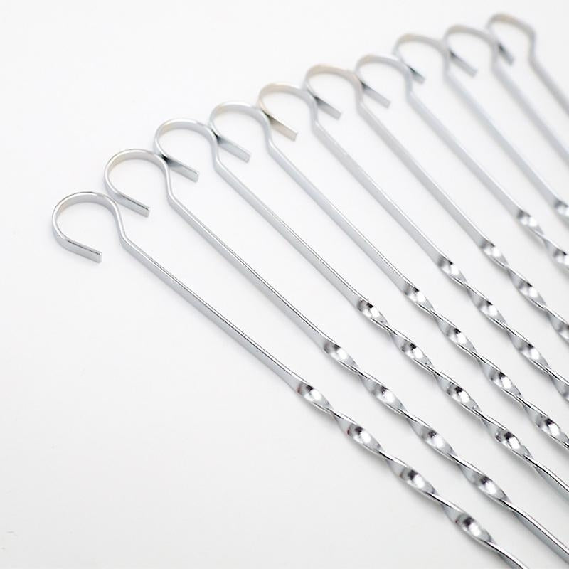 20pcs Bbq Skewers Flat Metal Grilling Skewers Stainless Steel Shish Kabob Sticks Image 3