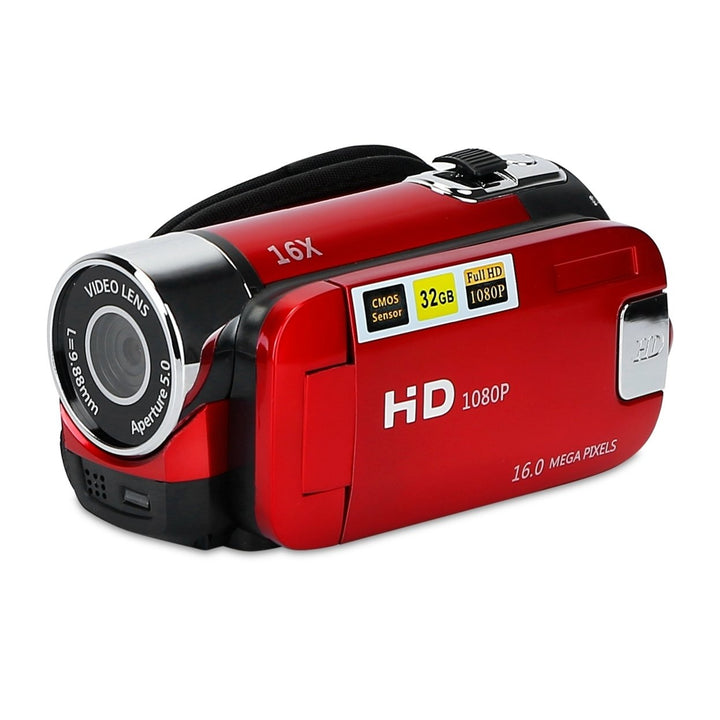 HD 1080P Digital Camcorder 2.7in Display 16X Zoom Rechargeable Kid Camera Black Red Image 1