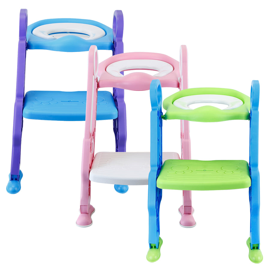 Potty Training Toilet Seat Ladder Adjustable Footrest Splash Guard for Kids Image 1